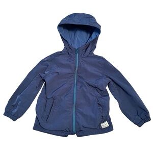 Zara Baby Boys Navy Hooded Windbreaker Lined Jacket Size 3-4 years
